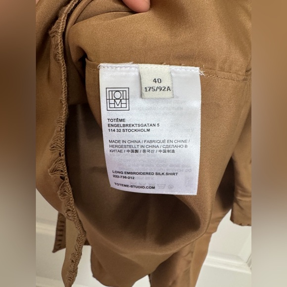 TOTÊME Embroidered-Edge Silk Shirt DK 40 = UK 12/ US 8/ IT 44 NWT - Picture 11 of 12